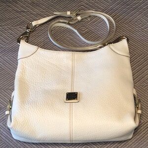 Dooney and Bourke white pebble leather convertible crossbody bag for women